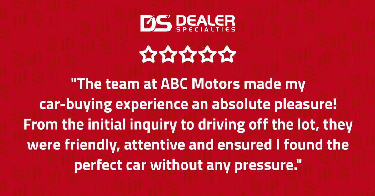 graphic testimonial for a car dealership