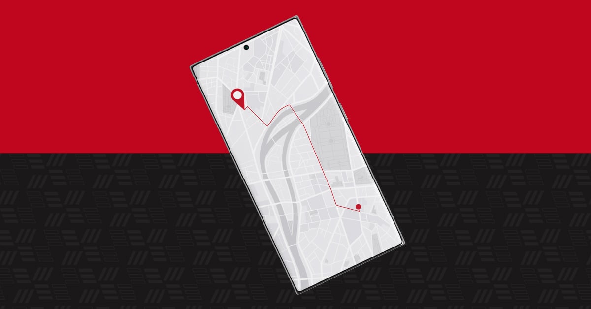 Graphic illustration of a GPS map to a car dealership